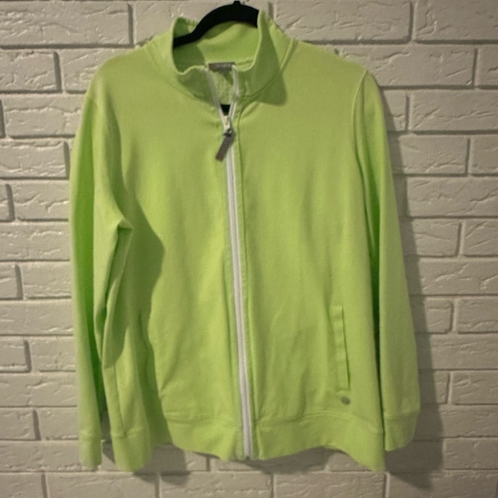 Talbots Full Zip Neon Lime Green Track Jacket